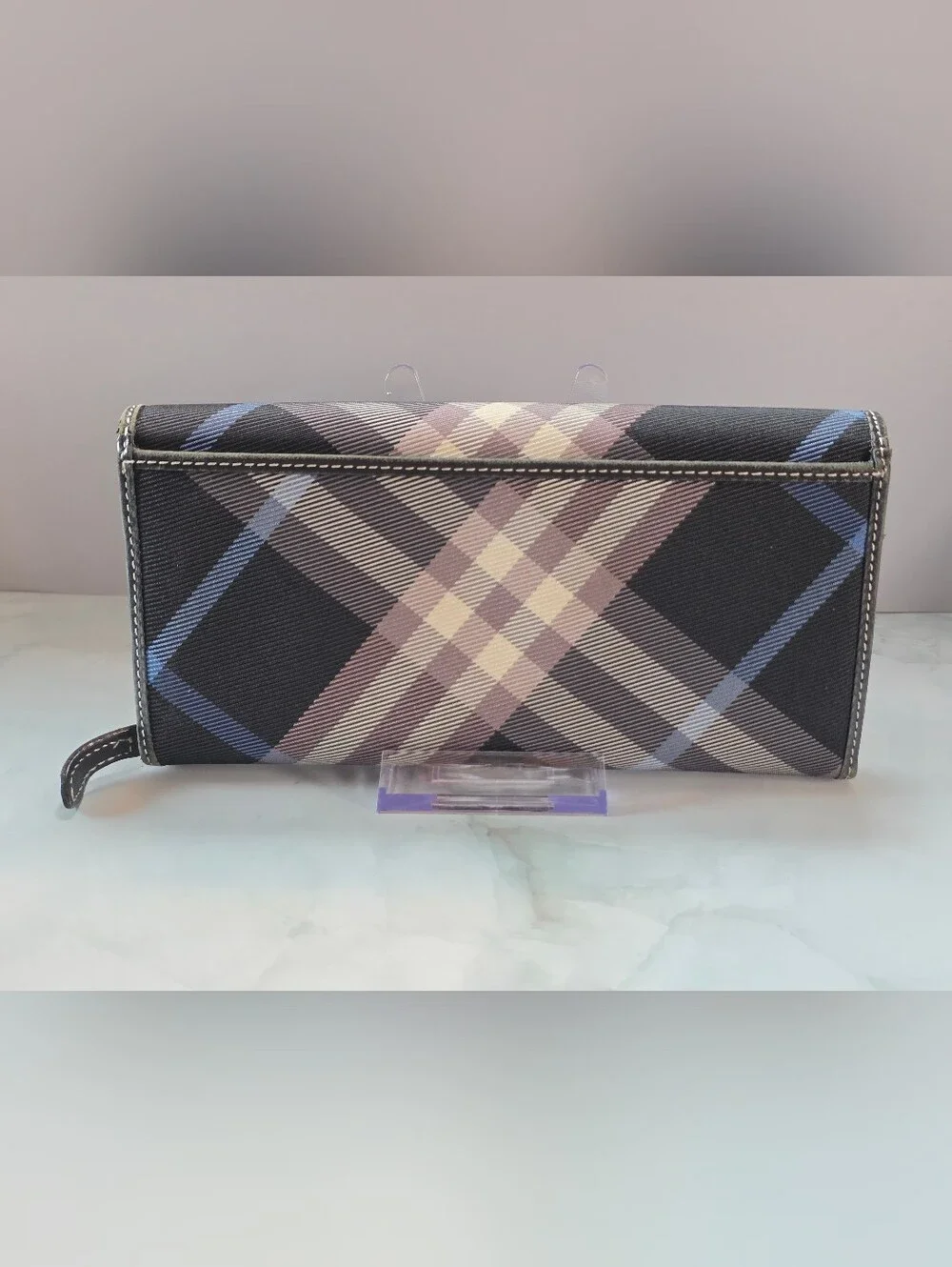 Burberry Blue Label Nova Check Continental Wallet Black Blue